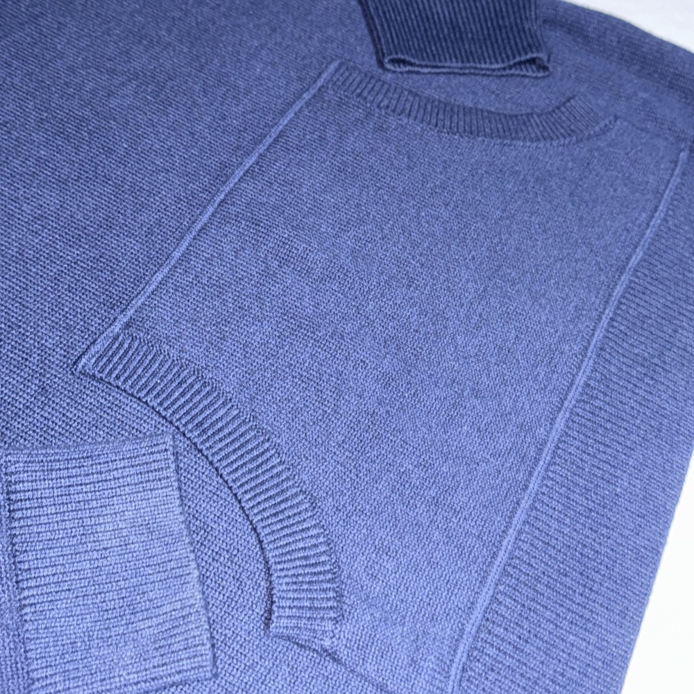 LL Bean‎ Sweater Men's L Navy Blue 1/2 Zip Pullover Wicked Soft Cotton Cashmere - Picture 7 of 9